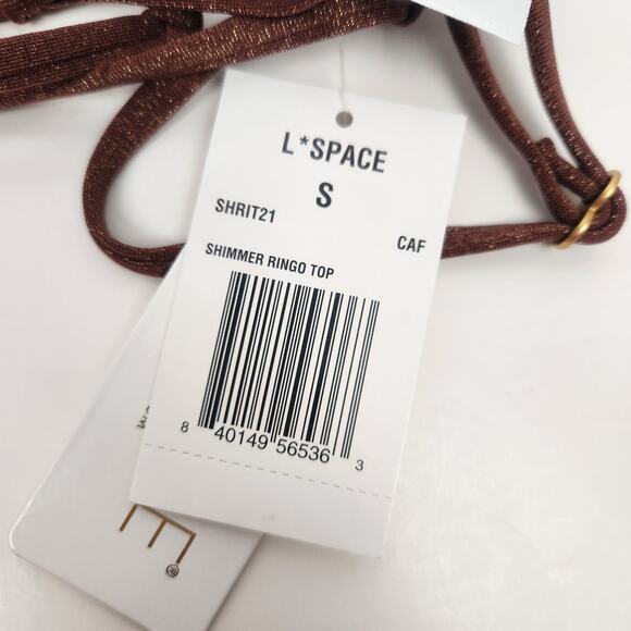 L*Space Shimmer Ringo Bikini Top in Cafe Brown Size Small NWT - Picture 5 of 6